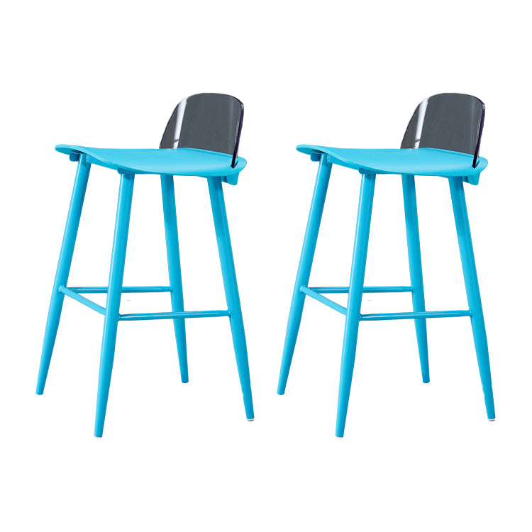 Indoor Rectangle Bar Stool Low Back Plastic Footrest Modern Counter Stool