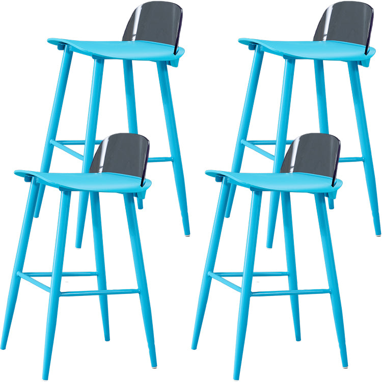 Indoor Rectangle Bar Stool Low Back Plastic Footrest Modern Counter Stool