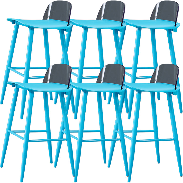 Indoor Rectangle Bar Stool Low Back Plastic Footrest Modern Counter Stool