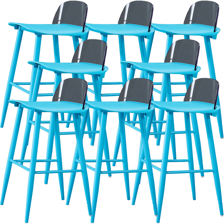 Indoor Rectangle Bar Stool Low Back Plastic Footrest Modern Counter Stool