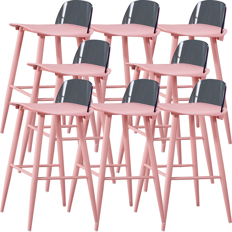 Indoor Rectangle Bar Stool Low Back Plastic Footrest Modern Counter Stool