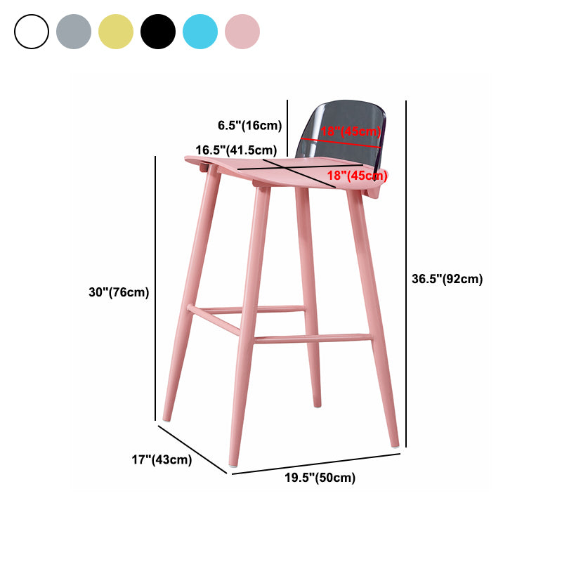 Indoor Rectangle Bar Stool Low Back Plastic Footrest Modern Counter Stool