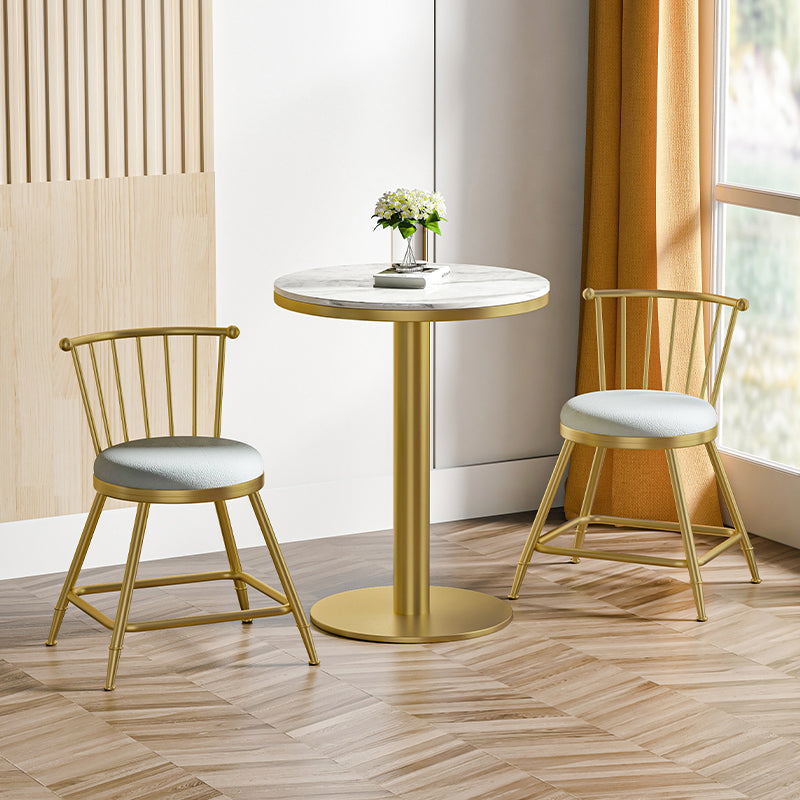 Scandinavian Round Counter Stool Footrest Indoor Bar and Counter Stool with Gold Base