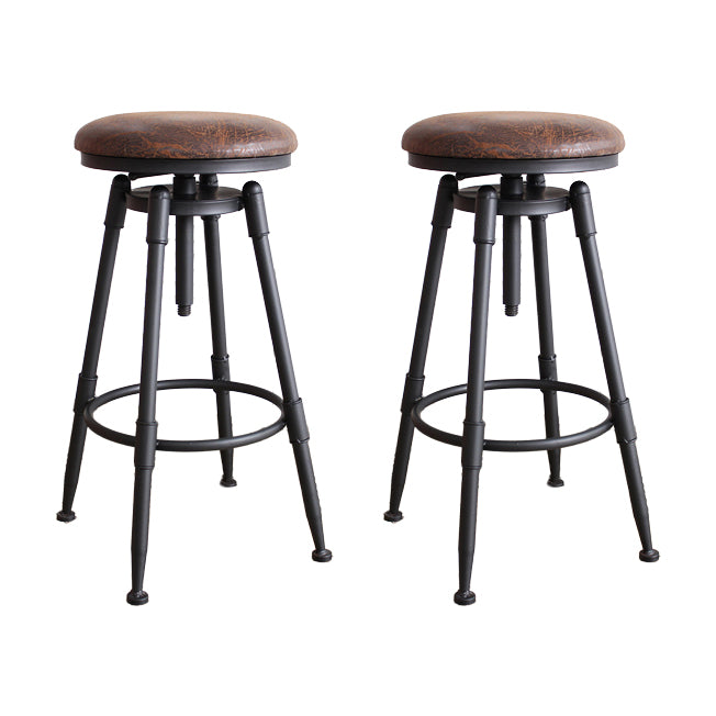 Industrial Metal Barstool Leather Counter Stool in Matte Finish for Home