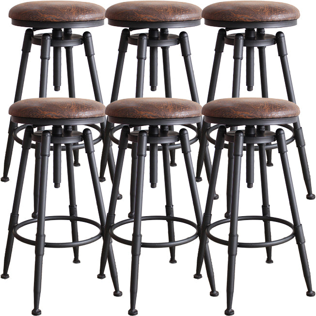 Industrial Metal Barstool Leather Counter Stool in Matte Finish for Home