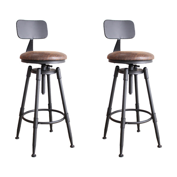 Industrial Metal Barstool Leather Counter Stool in Matte Finish for Home