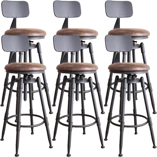 Industrial Metal Barstool Leather Counter Stool in Matte Finish for Home