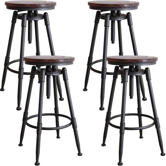 Industrial Metal Barstool Leather Counter Stool in Matte Finish for Home