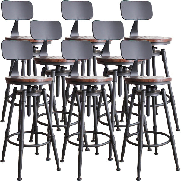 Industrial Metal Barstool Leather Counter Stool in Matte Finish for Home