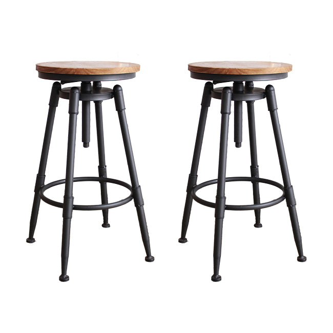 Industrial Metal Barstool Leather Counter Stool in Matte Finish for Home