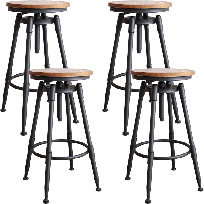 Industrial Metal Barstool Leather Counter Stool in Matte Finish for Home