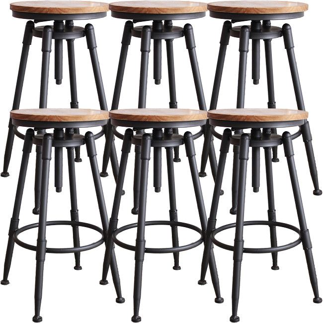 Industrial Metal Barstool Leather Counter Stool in Matte Finish for Home