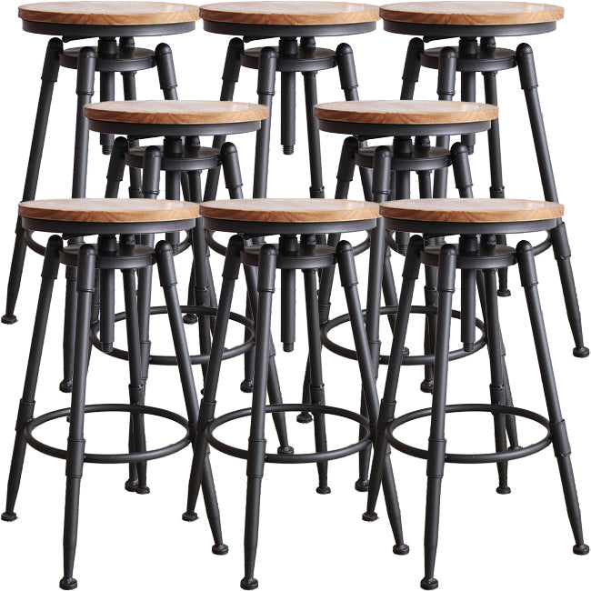 Industrial Metal Barstool Leather Counter Stool in Matte Finish for Home