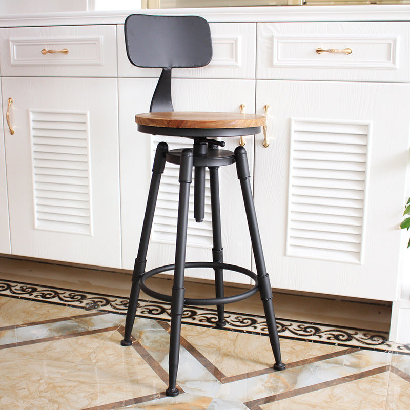 Industrial Metal Barstool Leather Counter Stool in Matte Finish for Home