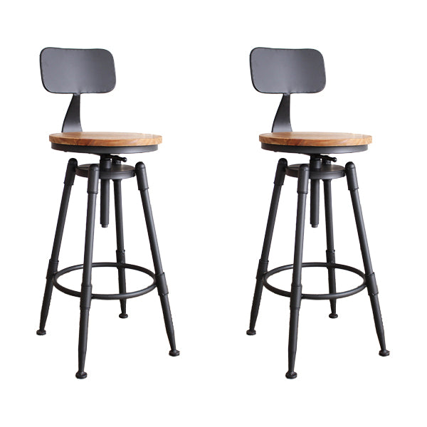 Industrial Metal Barstool Leather Counter Stool in Matte Finish for Home