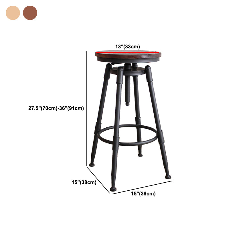 Industrial Metal Barstool Leather Counter Stool in Matte Finish for Home