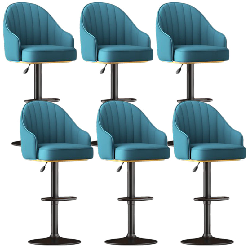 Scandinavian Swivel Adjustable Height Stool Faux Leather Bar Stool
