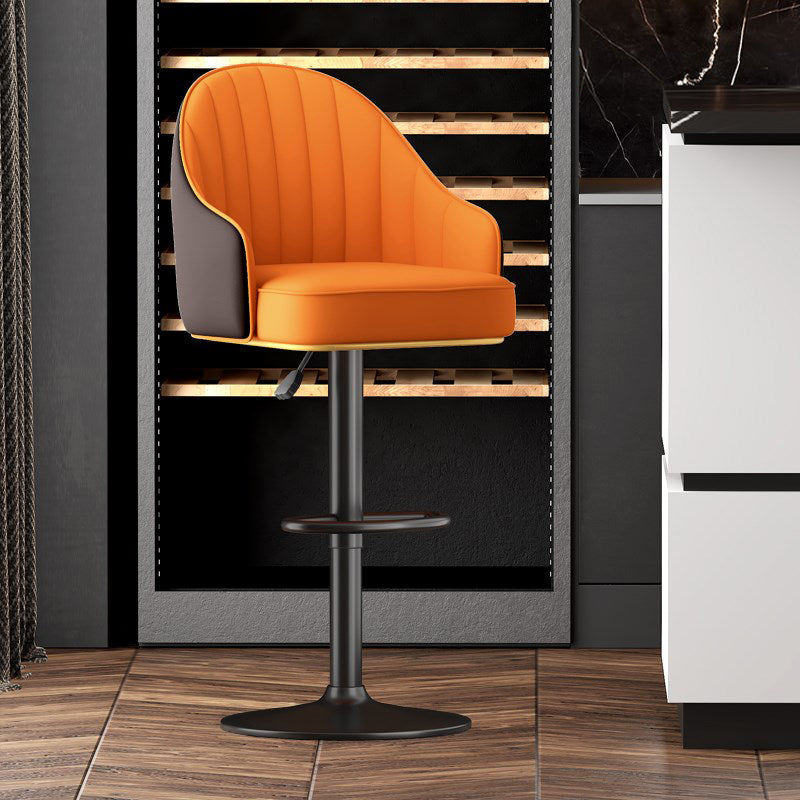 Scandinavian Swivel Adjustable Height Stool Faux Leather Bar Stool