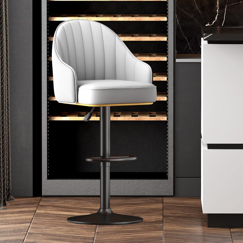 Scandinavian Swivel Adjustable Height Stool Faux Leather Bar Stool