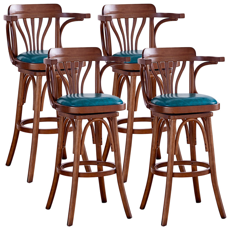 Contemporary Wood Stool Faux Leather Counter Stool in Matte Finish for Home