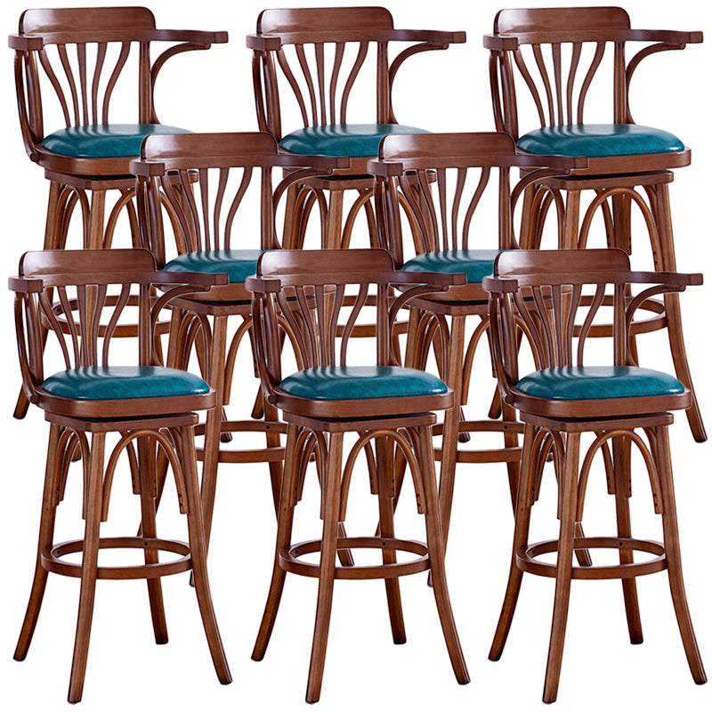 Contemporary Wood Stool Faux Leather Counter Stool in Matte Finish for Home