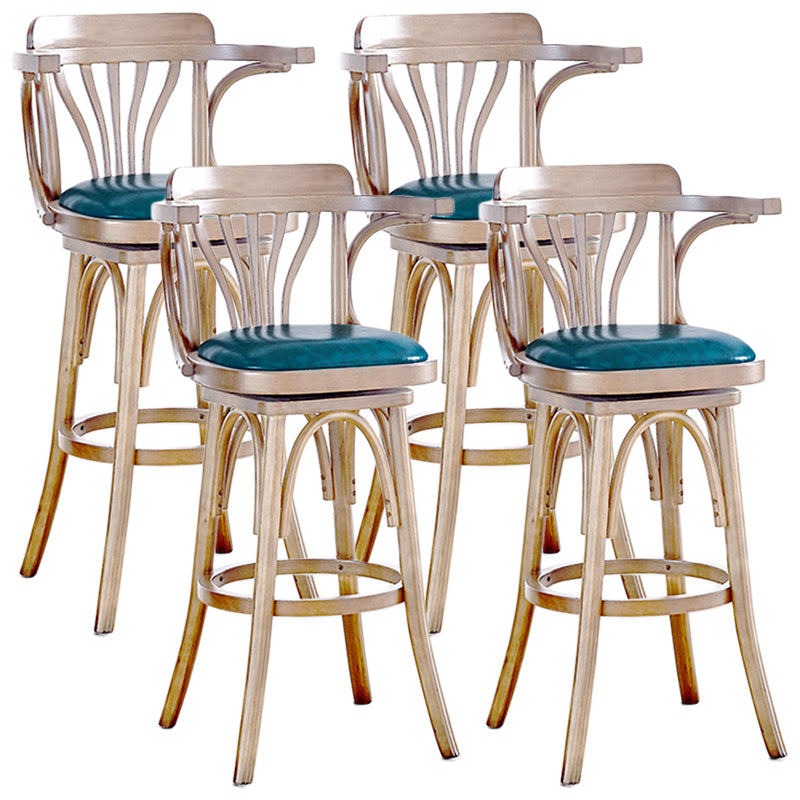 Contemporary Wood Stool Faux Leather Counter Stool in Matte Finish for Home