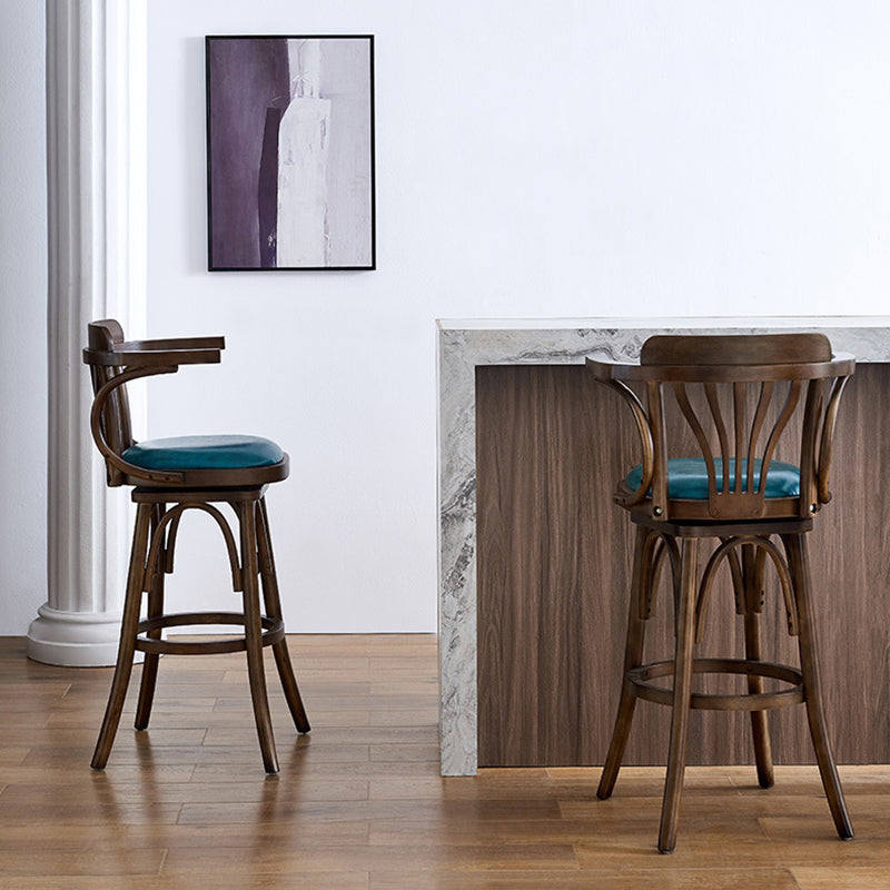 Contemporary Wood Stool Faux Leather Counter Stool in Matte Finish for Home