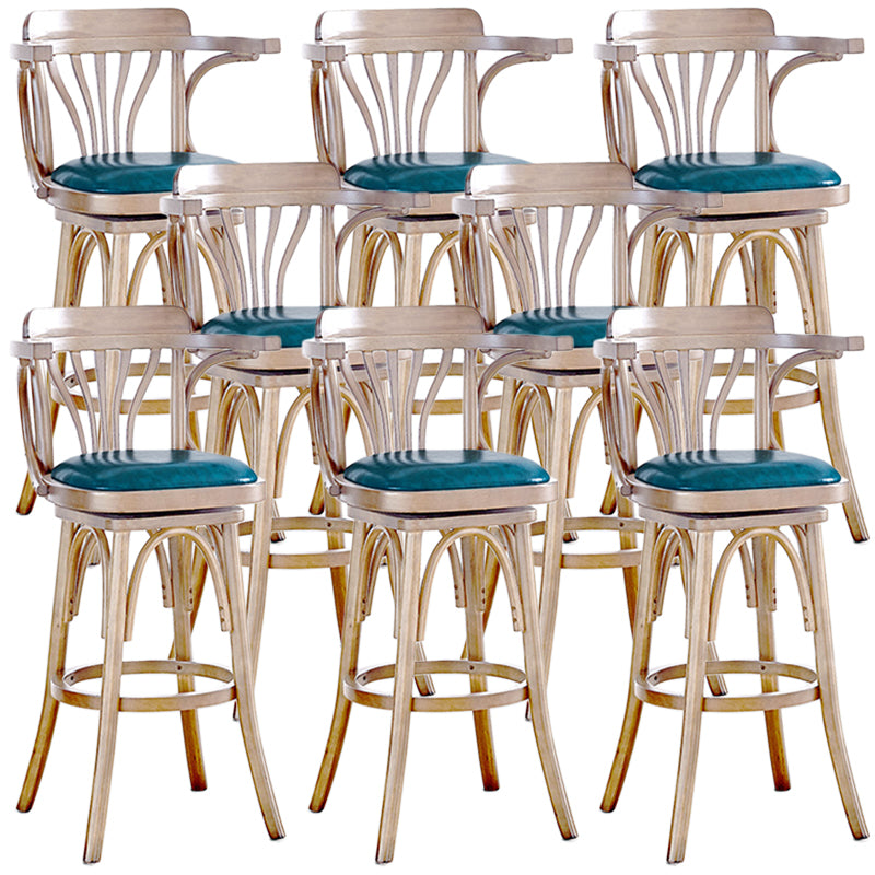 Contemporary Wood Stool Faux Leather Counter Stool in Matte Finish for Home