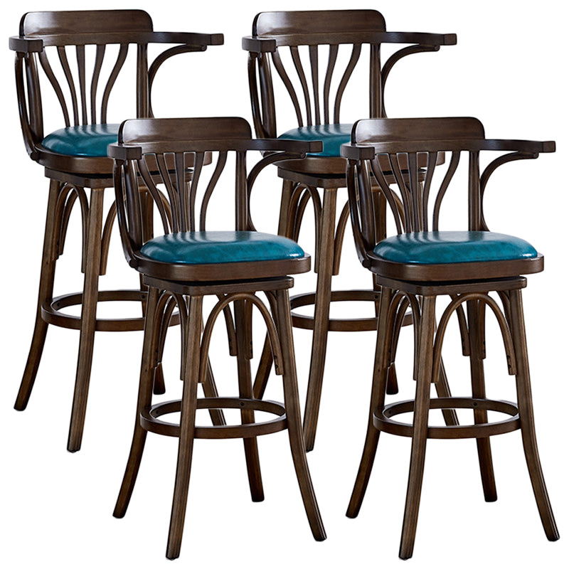 Contemporary Wood Stool Faux Leather Counter Stool in Matte Finish for Home