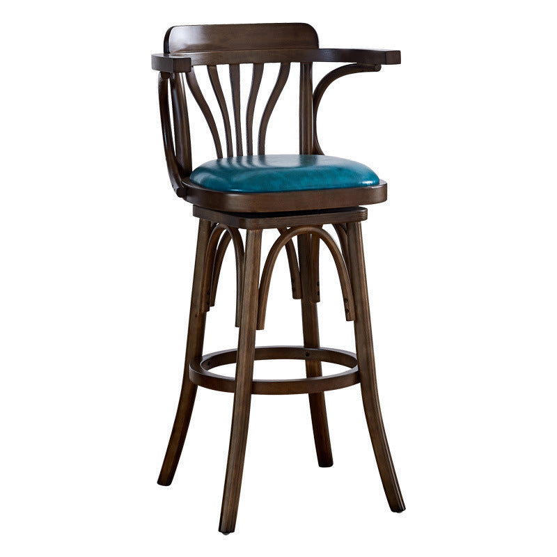 Contemporary Wood Stool Faux Leather Counter Stool in Matte Finish for Home