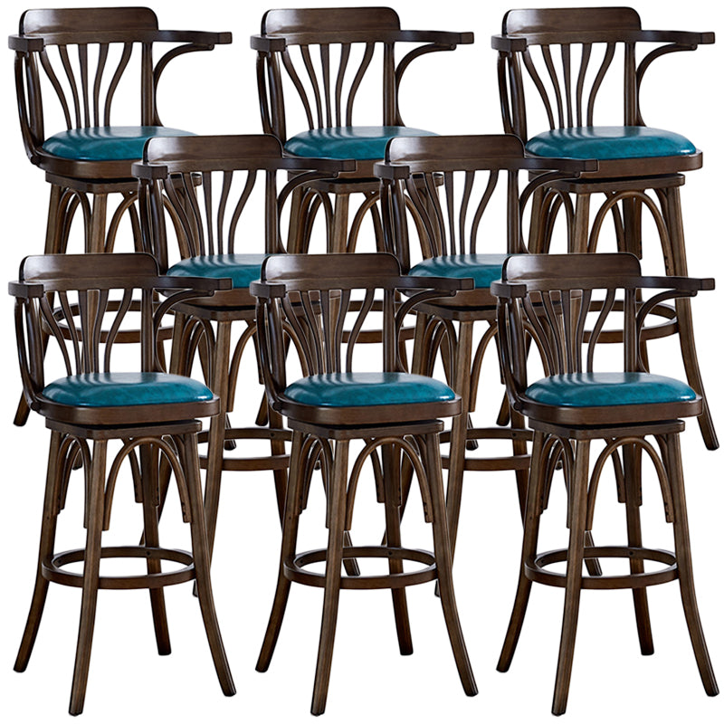 Contemporary Wood Stool Faux Leather Counter Stool in Matte Finish for Home