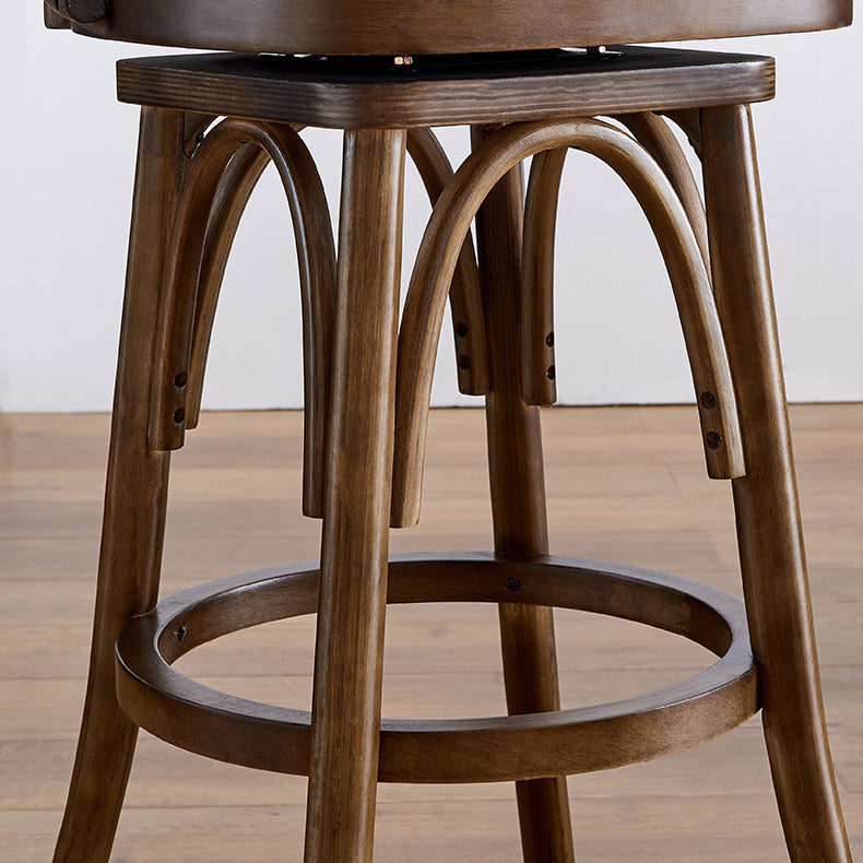 Contemporary Wood Stool Faux Leather Counter Stool in Matte Finish for Home