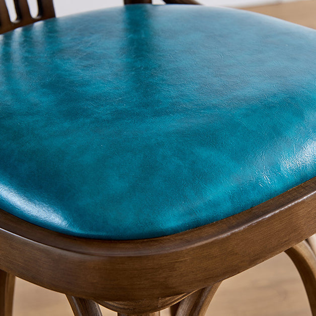 Contemporary Wood Stool Faux Leather Counter Stool in Matte Finish for Home