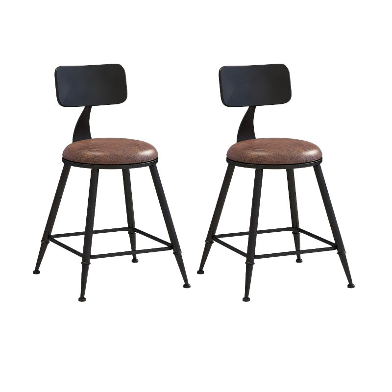 Contemporary Metal Barstool Wood Counter Stool in Matte Finish for Indoor