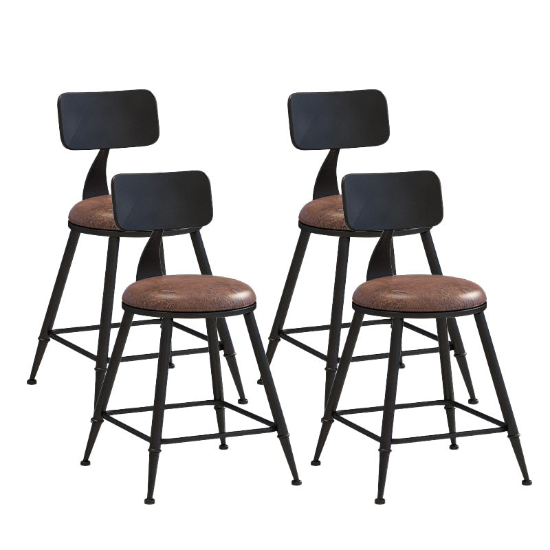 Contemporary Metal Barstool Wood Counter Stool in Matte Finish for Indoor