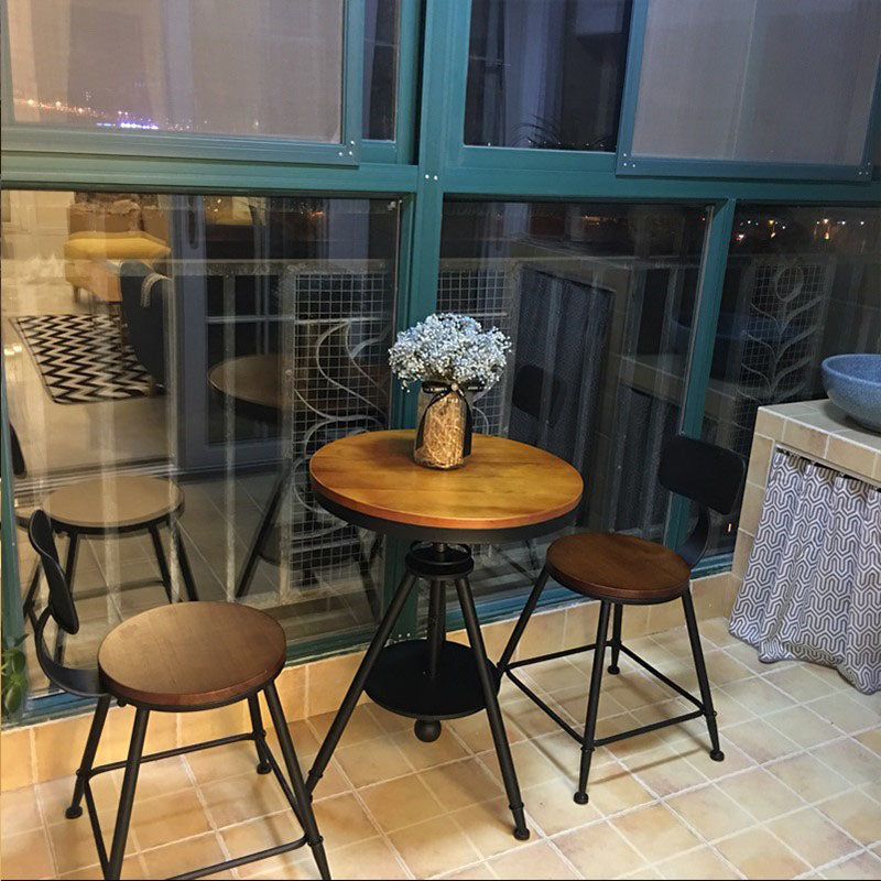 Contemporary Metal Barstool Wood Counter Stool in Matte Finish for Indoor