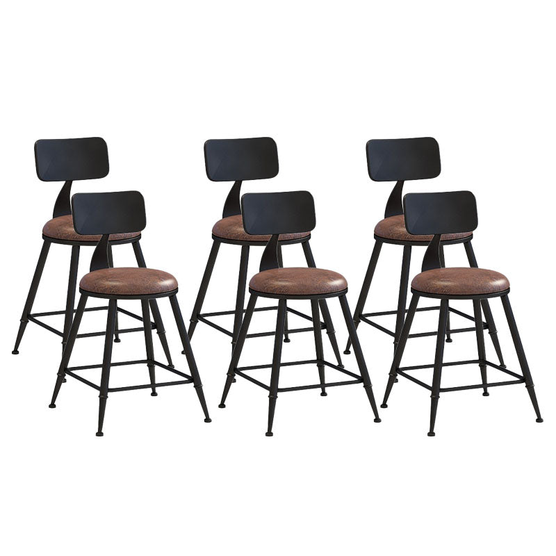 Contemporary Metal Barstool Wood Counter Stool in Matte Finish for Indoor