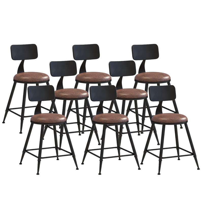 Contemporary Metal Barstool Wood Counter Stool in Matte Finish for Indoor