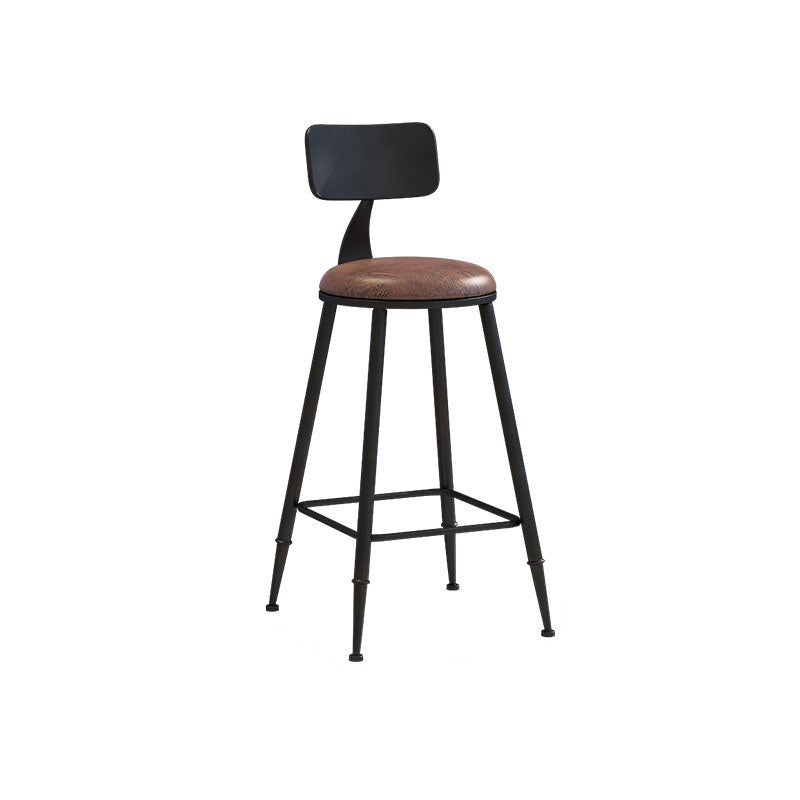Contemporary Metal Barstool Wood Counter Stool in Matte Finish for Indoor