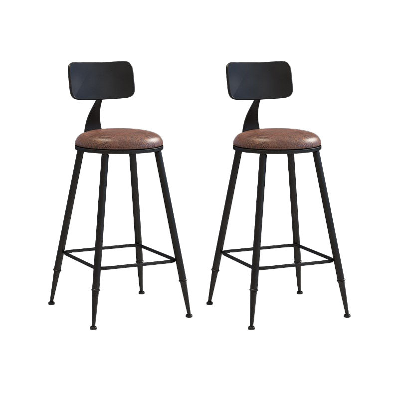 Contemporary Metal Barstool Wood Counter Stool in Matte Finish for Indoor
