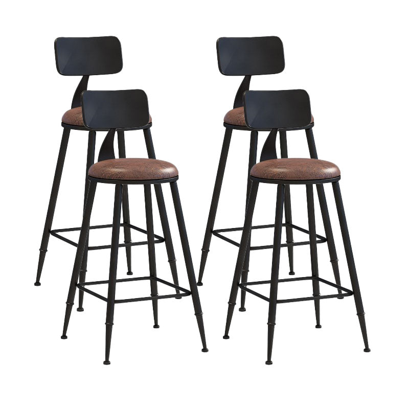 Contemporary Metal Barstool Wood Counter Stool in Matte Finish for Indoor