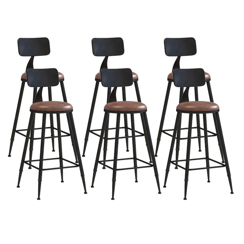 Contemporary Metal Barstool Wood Counter Stool in Matte Finish for Indoor
