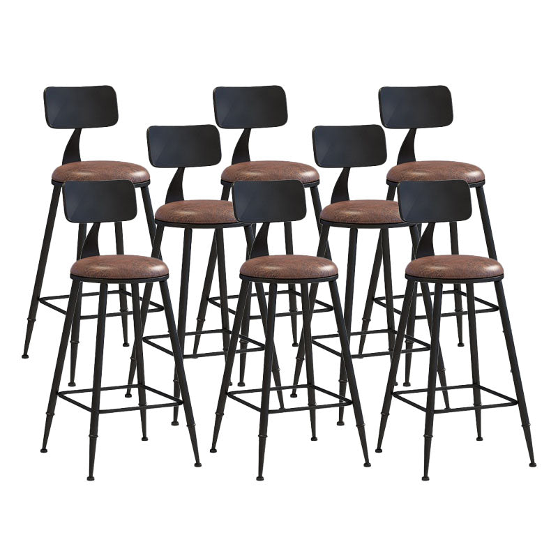 Contemporary Metal Barstool Wood Counter Stool in Matte Finish for Indoor