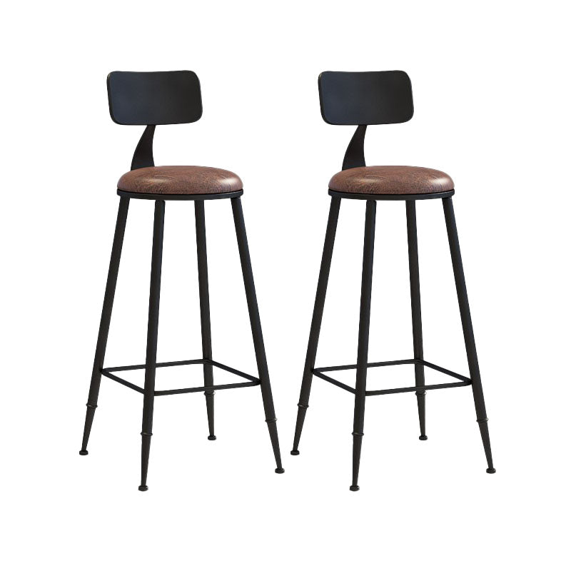 Contemporary Metal Barstool Wood Counter Stool in Matte Finish for Indoor