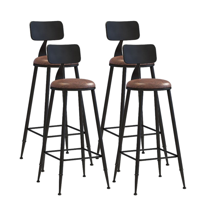 Contemporary Metal Barstool Wood Counter Stool in Matte Finish for Indoor