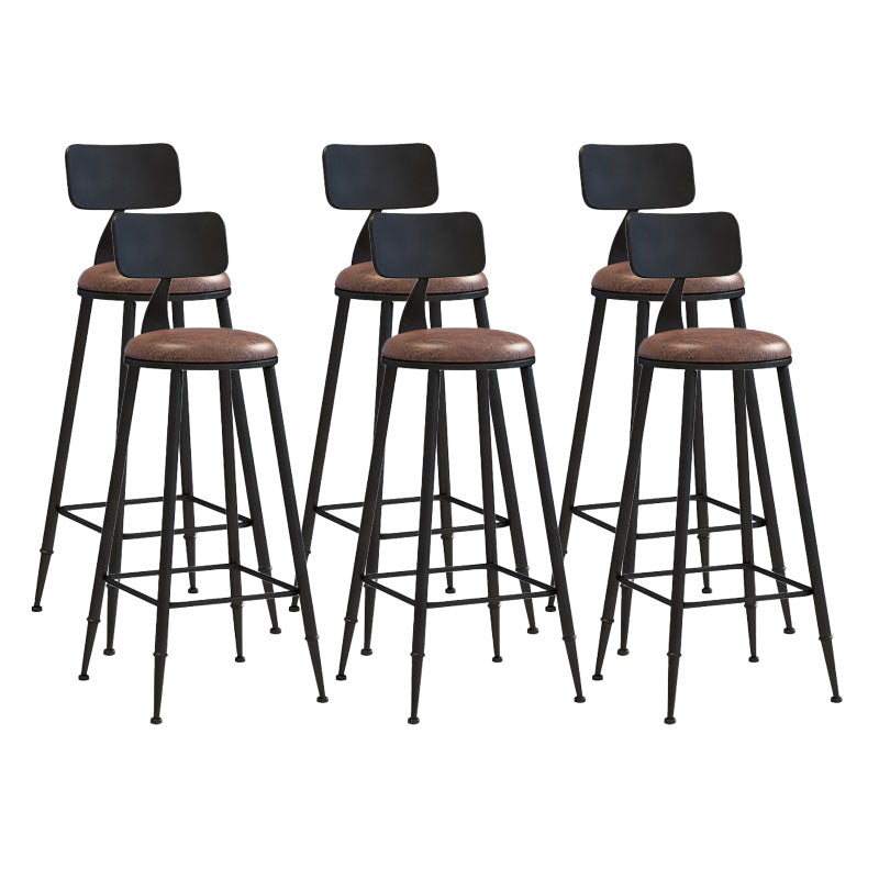 Contemporary Metal Barstool Wood Counter Stool in Matte Finish for Indoor