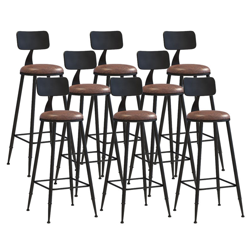 Contemporary Metal Barstool Wood Counter Stool in Matte Finish for Indoor