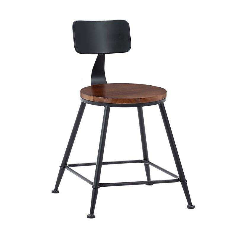 Contemporary Metal Barstool Wood Counter Stool in Matte Finish for Indoor