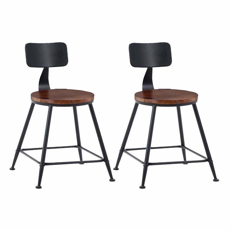 Contemporary Metal Barstool Wood Counter Stool in Matte Finish for Indoor
