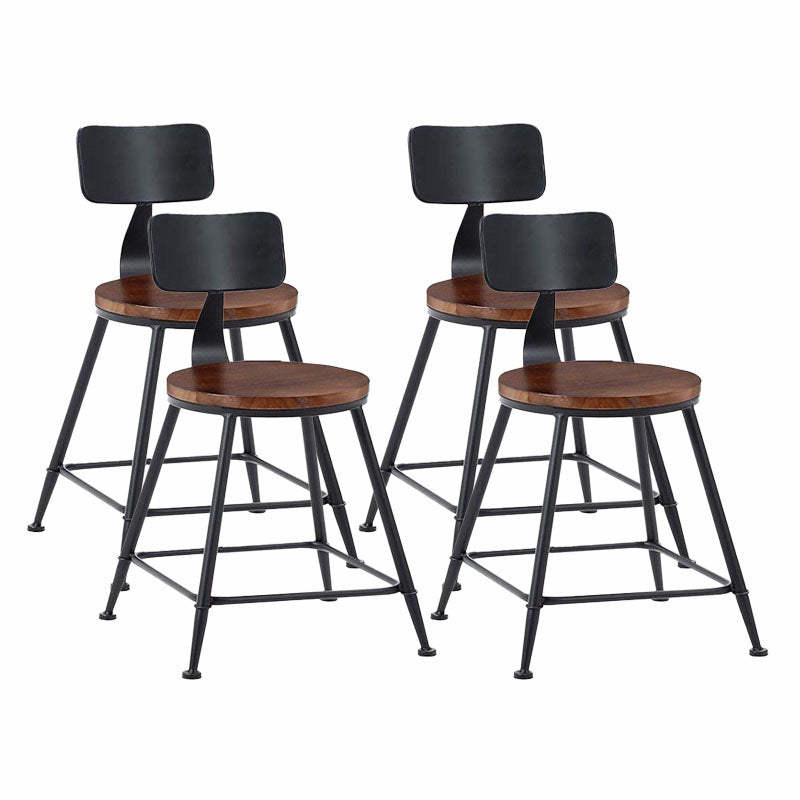 Contemporary Metal Barstool Wood Counter Stool in Matte Finish for Indoor